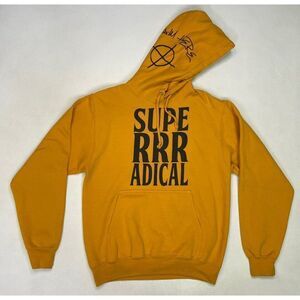 Superrradical Aim Here Graphic Pullover Hoodie Men Small Yellow